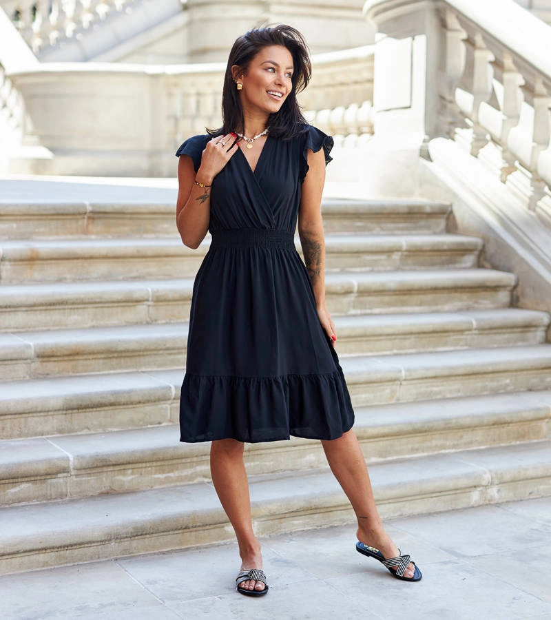 Estensi čierne šaty so záhybmi