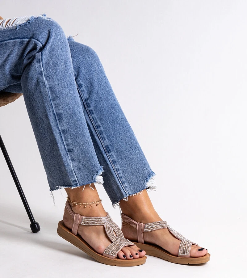 Ružové sandále zdobené zirkónmi Michalina