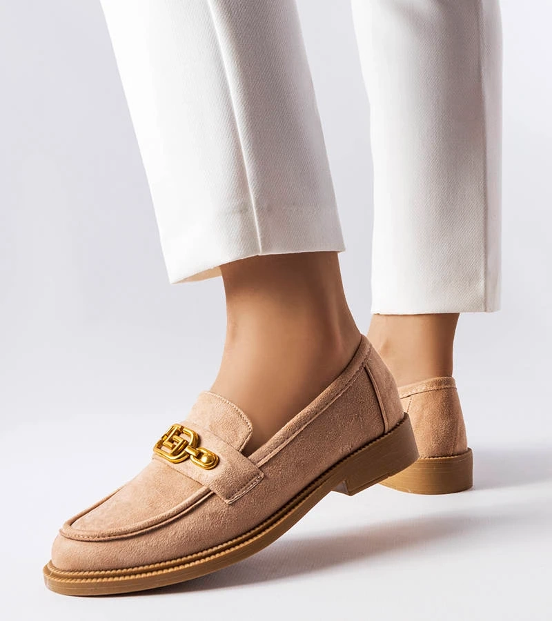 Béžové elegantné mokasíny so zdobením Ouellet