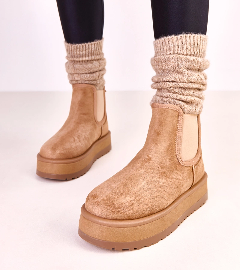 Tmavobéžové nízke snehule s elastickou vsadkou Nancey