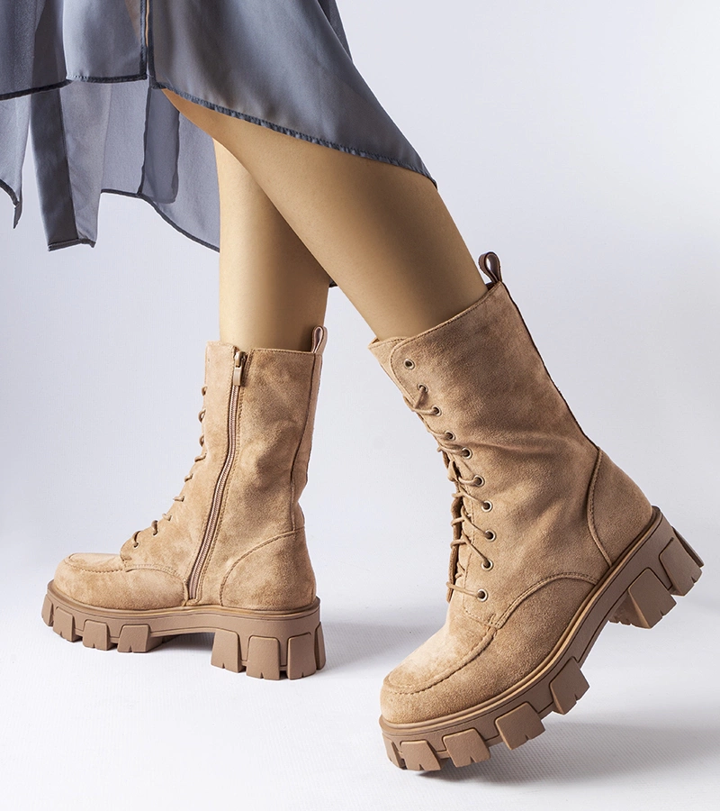 Svetlo hnedé zateplené vysoké topánky Ines