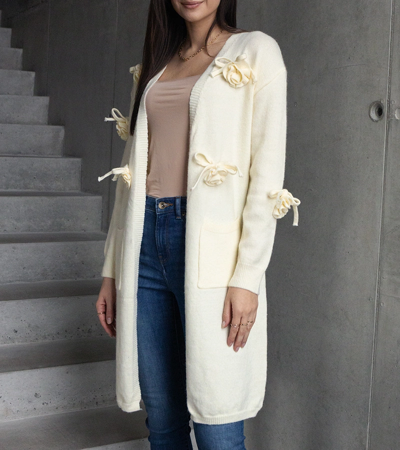 Dlhý biely kardigán Lira