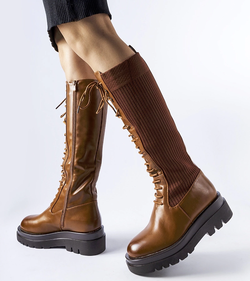 Hnedé vysoké zateplené kozačky Geronimo