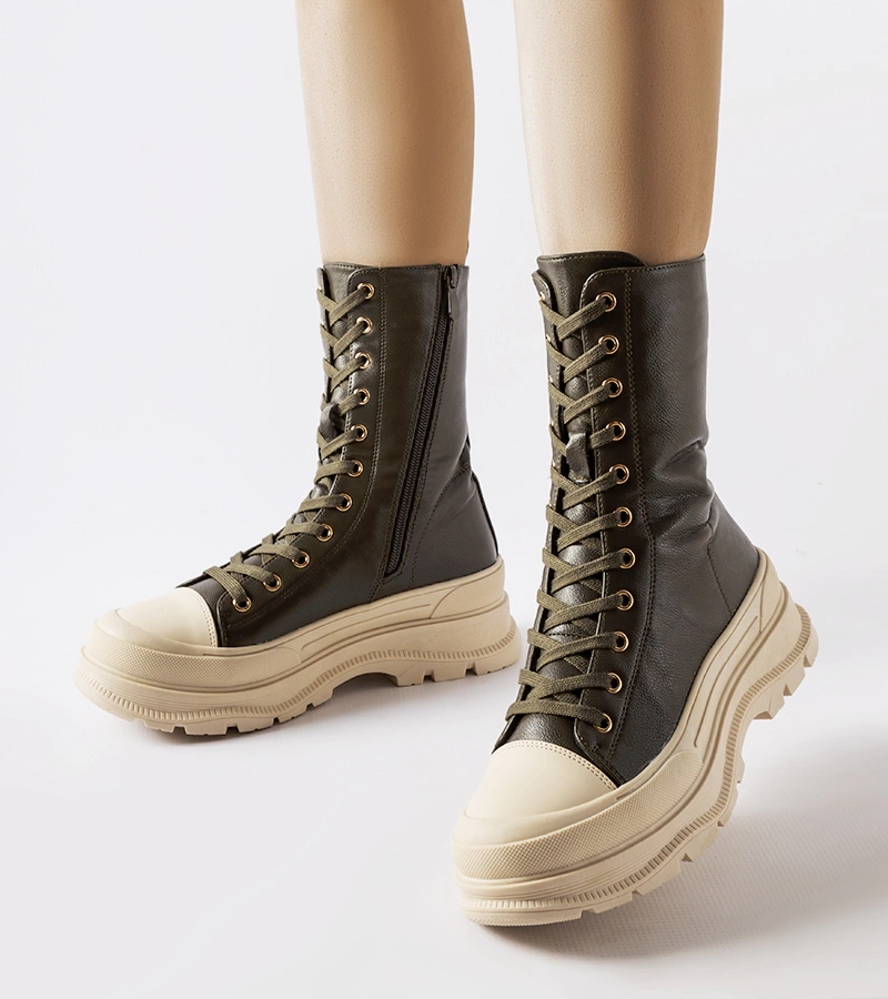 Tmavozelené topánky na hrubej podrážke Giselda