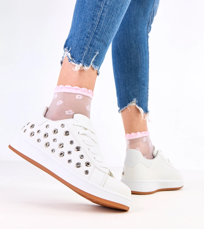 Biele tenisky na platforme s nitmi Adelis