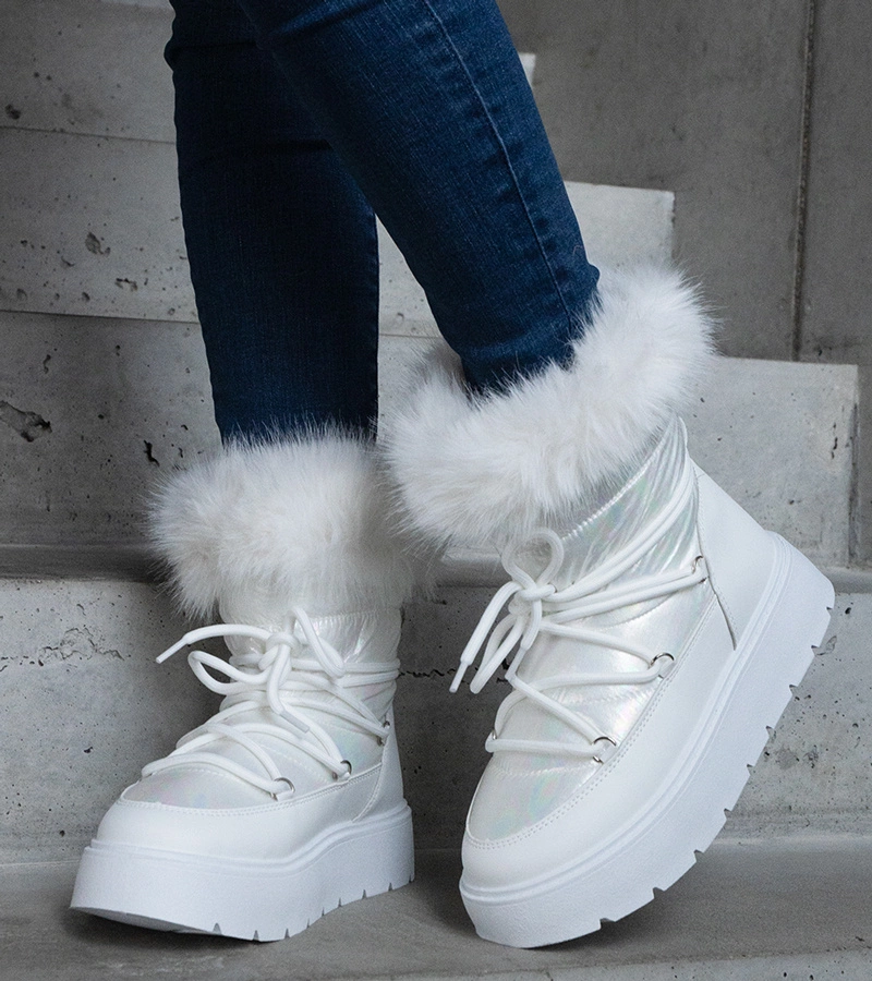 Biele zateplené snehule s kožušinou Arilla