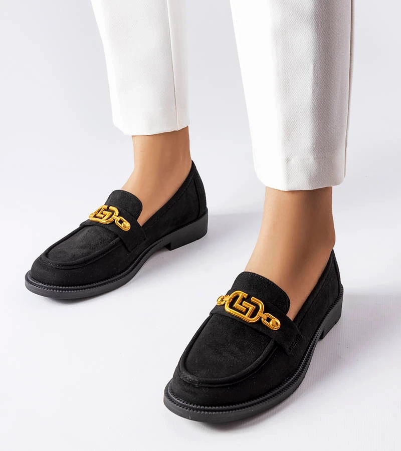 Čierne elegantné mokasíny so zdobením Ouellet