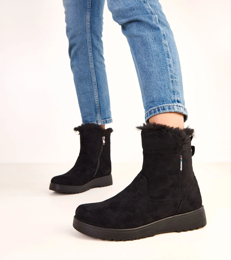 Čierne dámske zateplené členkové topánky z ekosemišu Breyra