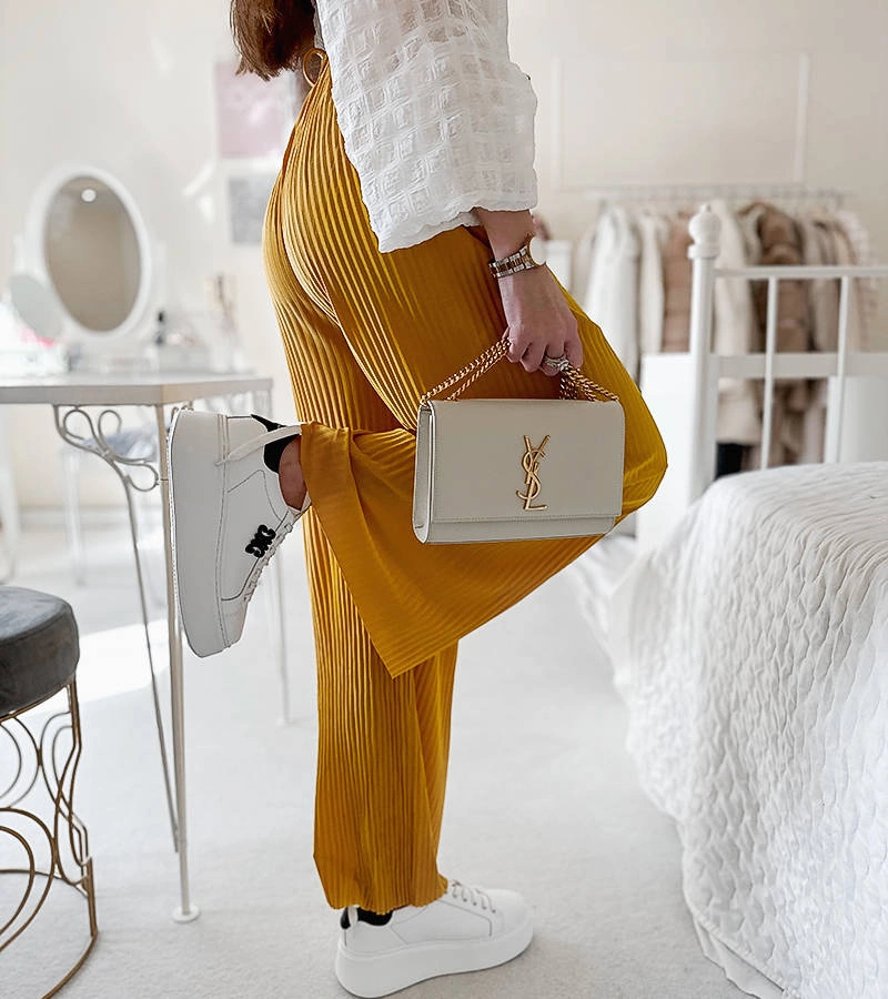 Žlté plisované nohavice Claudette