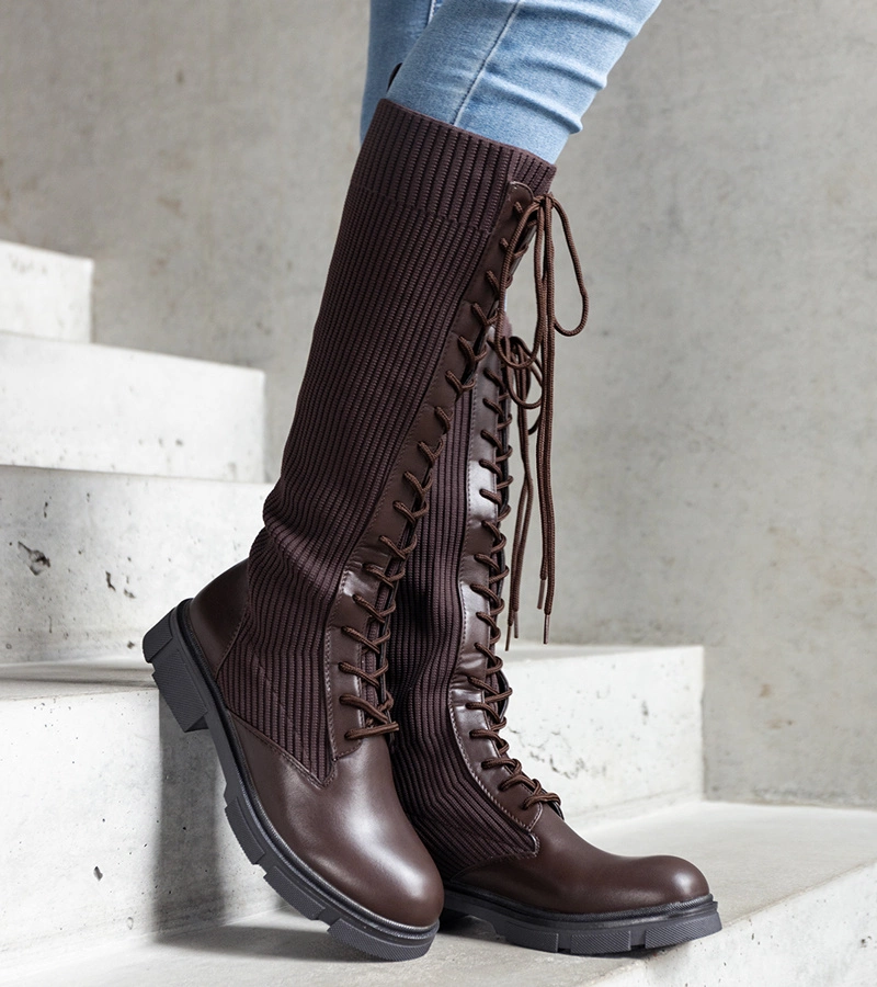 Hnedé zateplené čižmy s elastickým zvrškom Veradi.