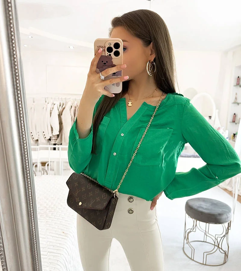 Zelená blúzka Clairs s voľným strihom