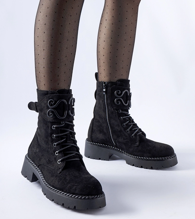 Čierne dekoratívne workerky eko-zamsz Castore