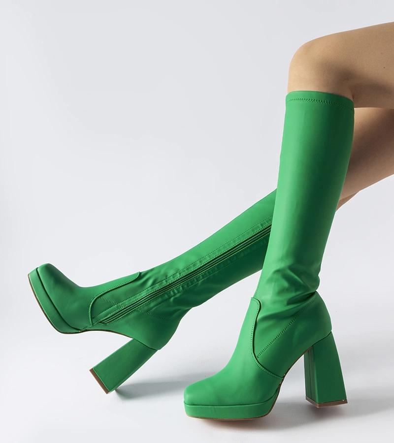 Zelené matné čižmy na podpätku Sycamore
