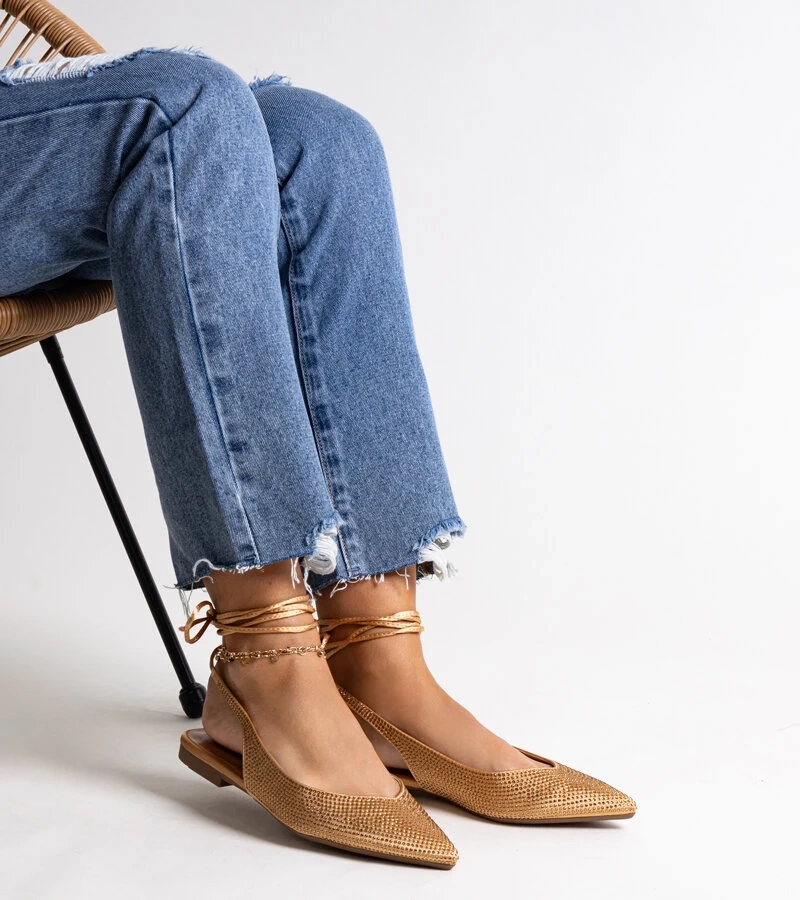 Zviazané zlaté baleríny so zirkónmi Safine