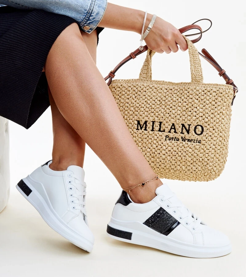 Biela-čierne tenisky s cirkónmi od Giulia