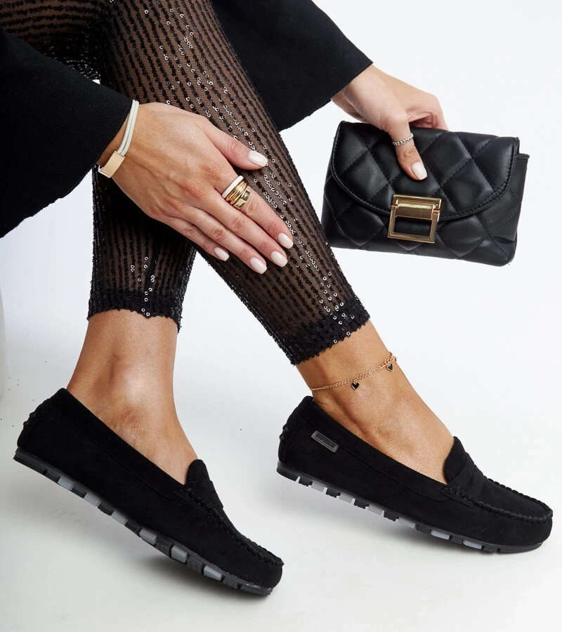 Čierne semišové mokasíny Nafisah
