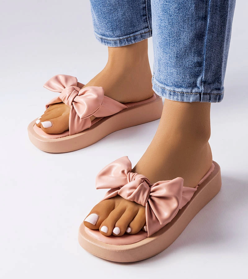 Ružové žabky na platforme s mašľou Edvard