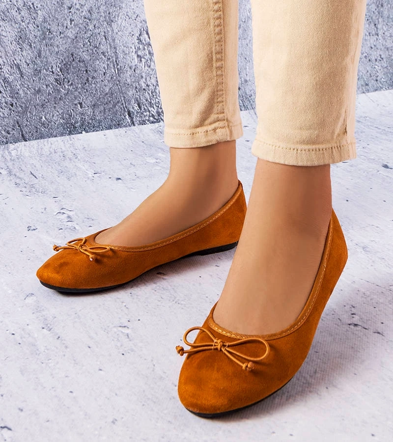 Hnedé balerínky s mašľou Chandonnet