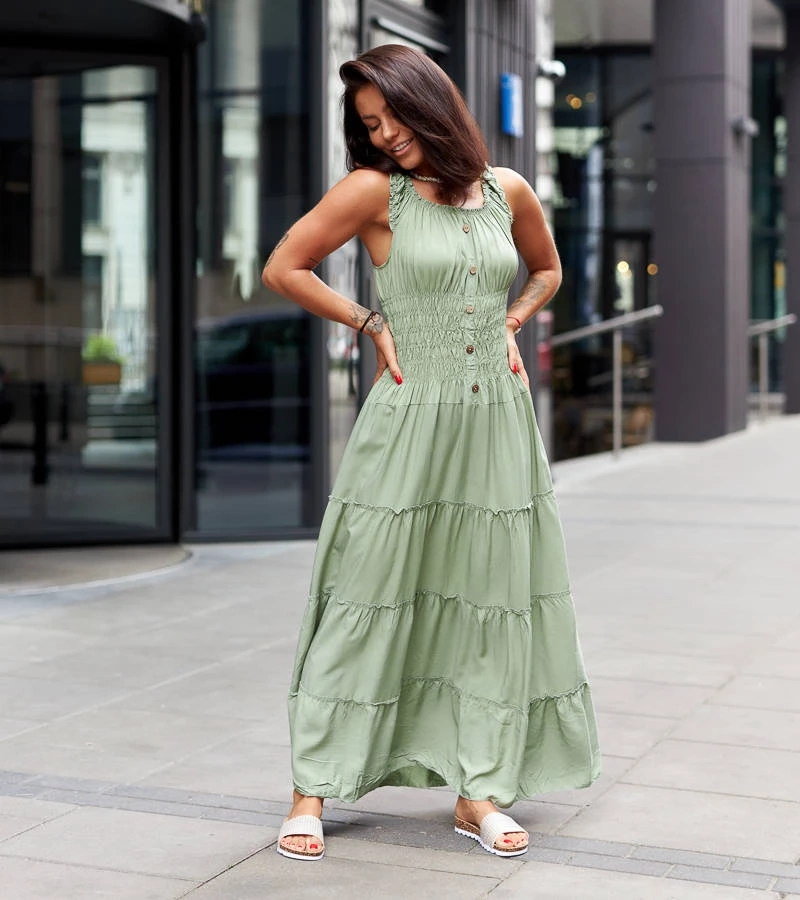 Zelené šaty s voľným strihom Norberto