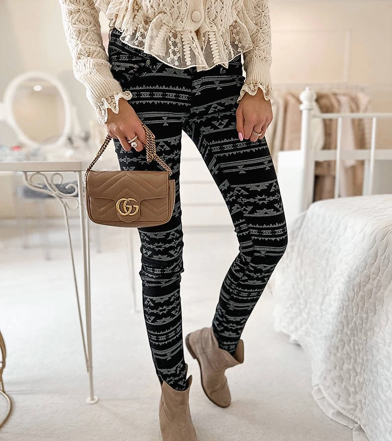 Čierne vzorované látkové nohavice Marcoux