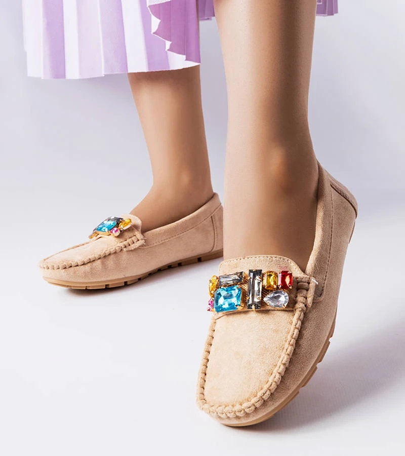 Béžové mokasíny s koženou stielkou Bertrand