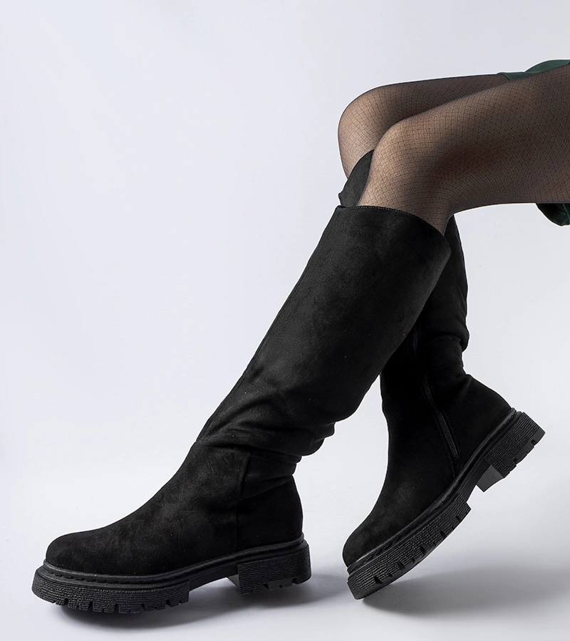 Čierne ploché zateplené čižmy Millbrook