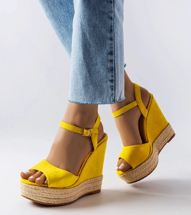 Žlté espadrilky Inalays na podpätkoch