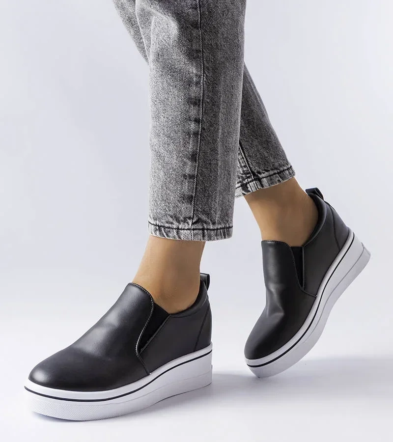 Čierne slip-on tenisky Francoeur tenisky na podpätkoch