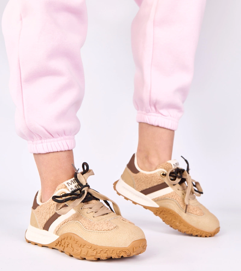 Béžové zateplené tenisky s kožušinou Sanna