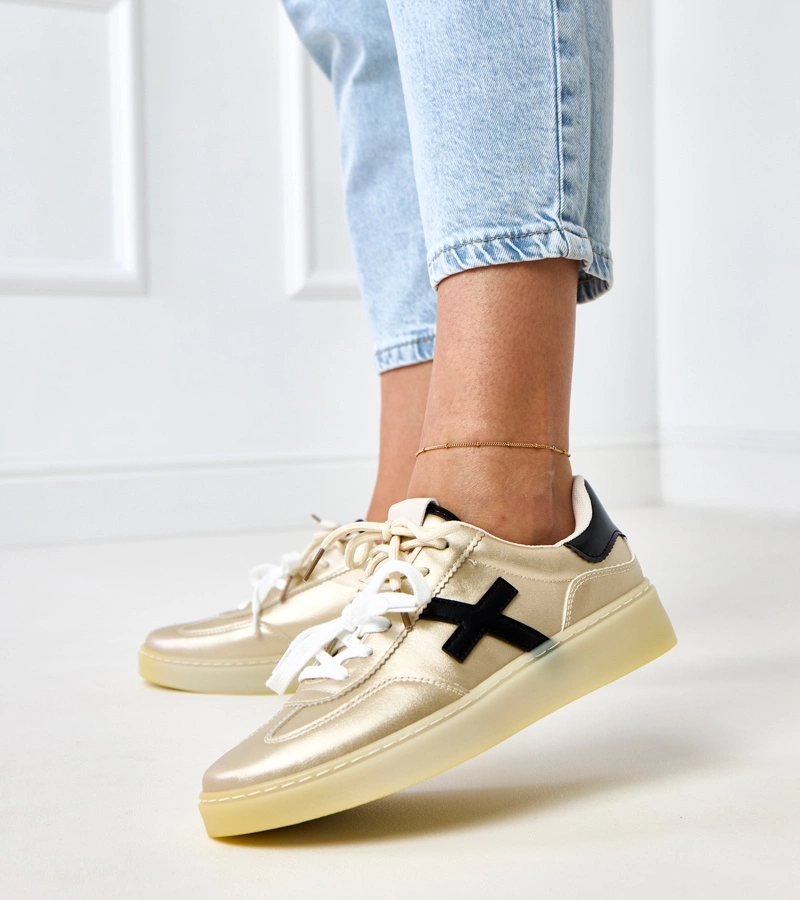 Zlaté tenisky na platforme s čiernou vložkou Eriksen