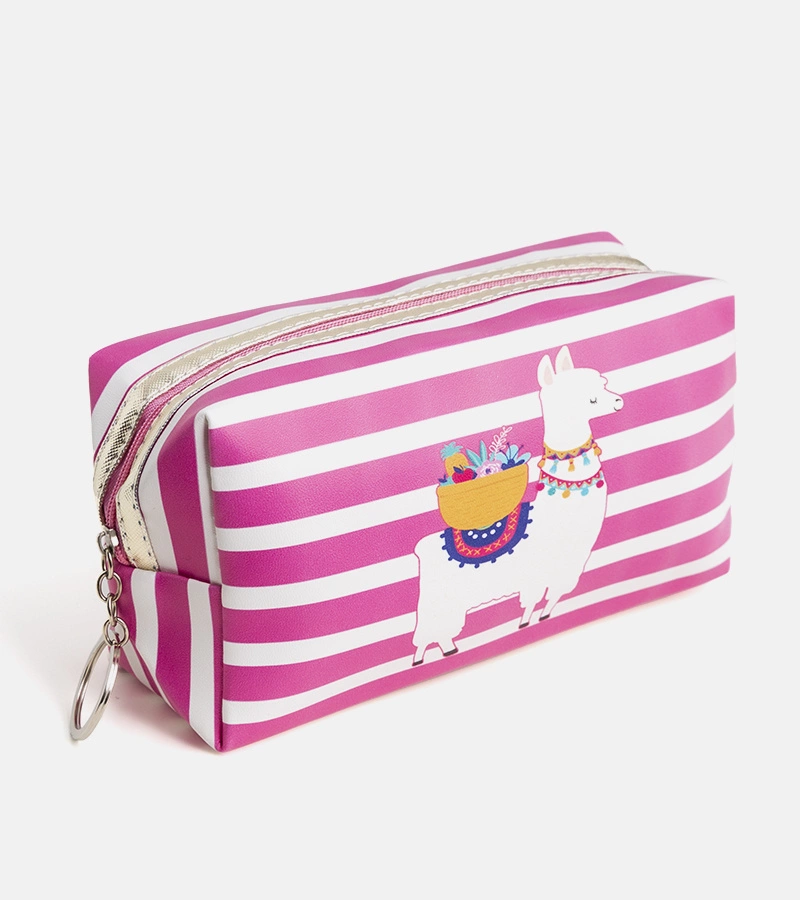 Bielo-ružová kozmetická taštička Lama