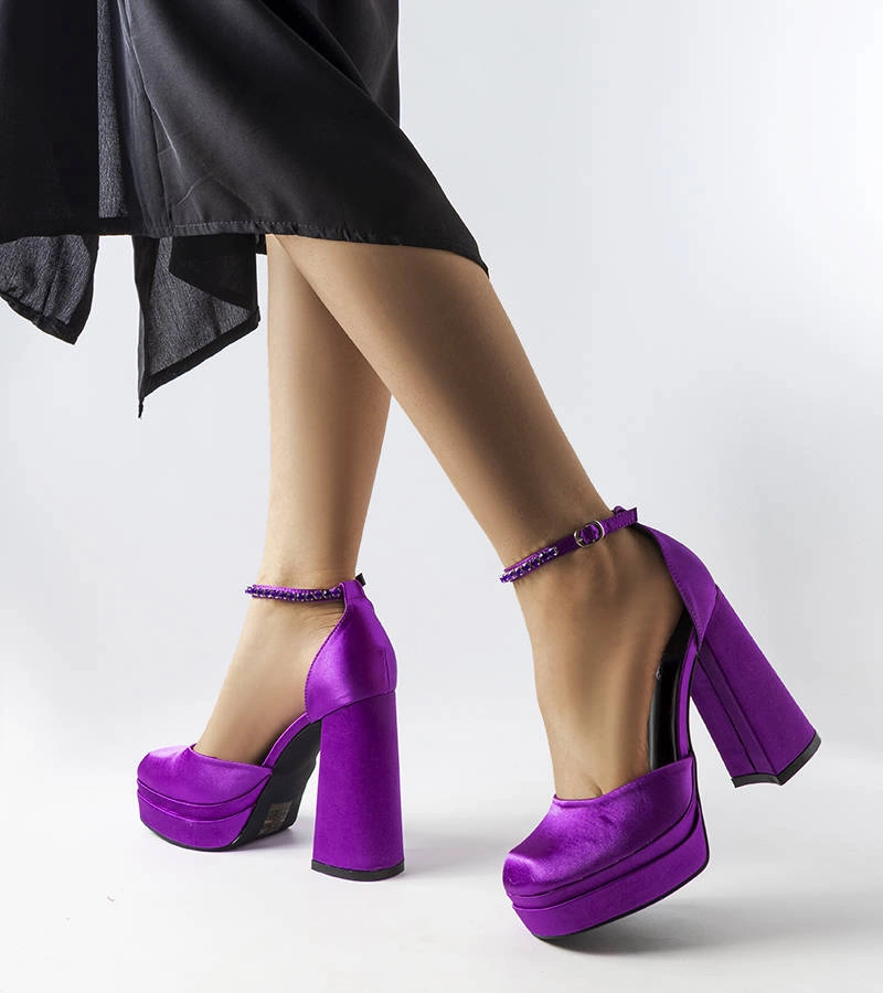 Fialové lodičky Elida na vysokom podpätku