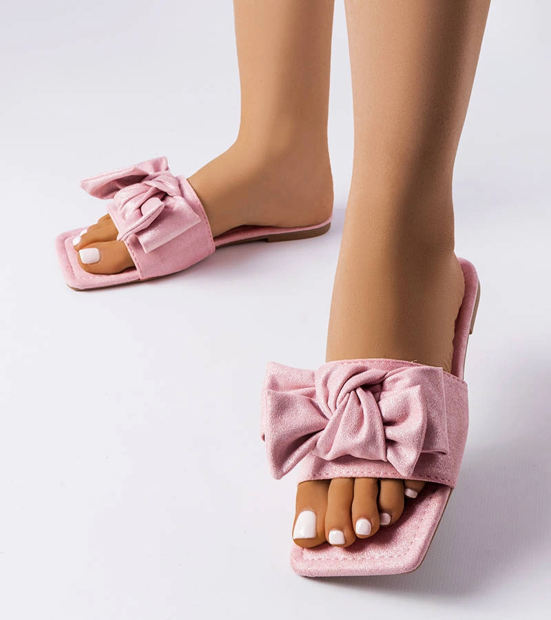 Ružové elegantné žabky s mašľou Thériault