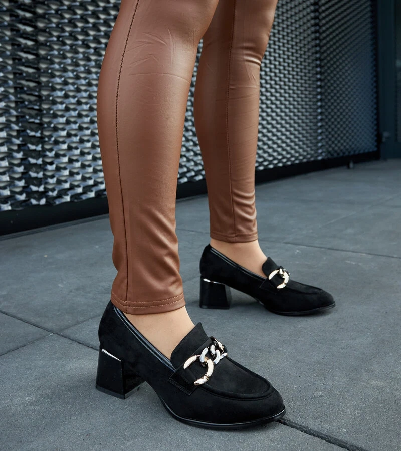 Čierne čižmy na podpätku z ekokože Brenta