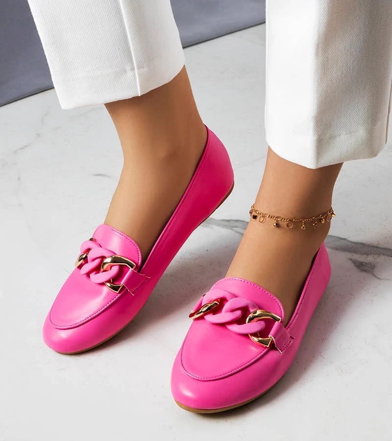Ružové mokasíny s retiazkou Mamie