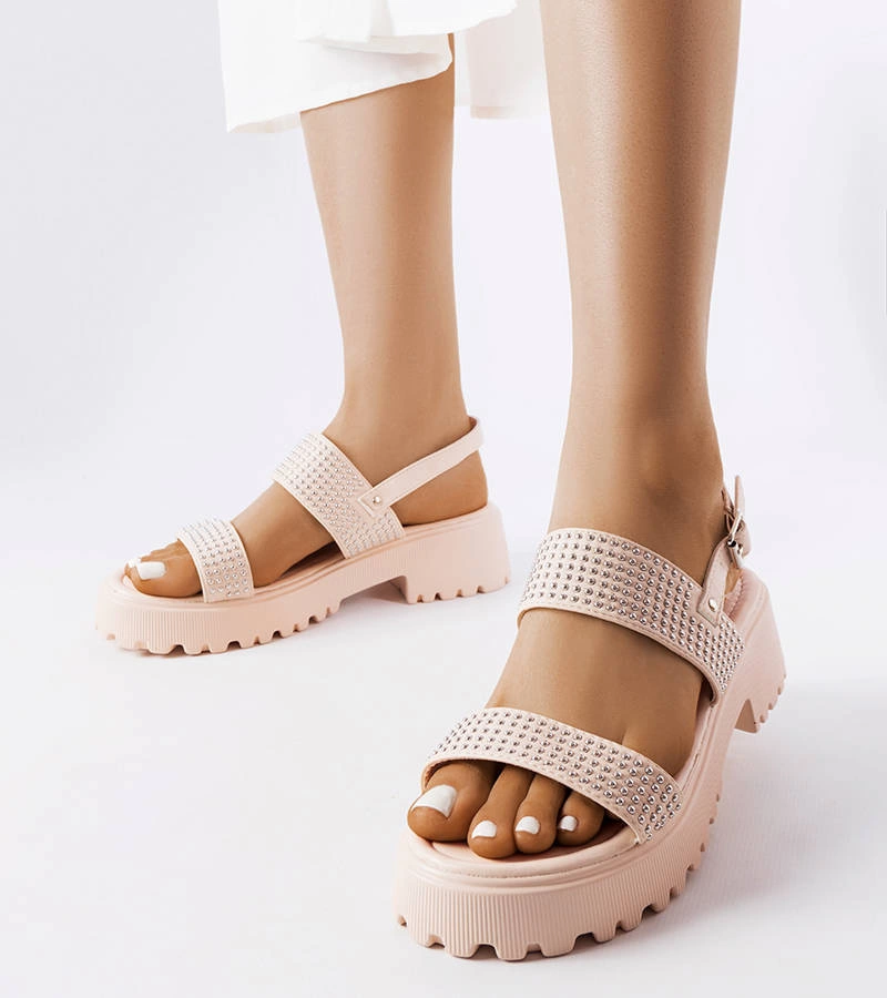 Béžové sandále Biloxi zdobené kamienkami