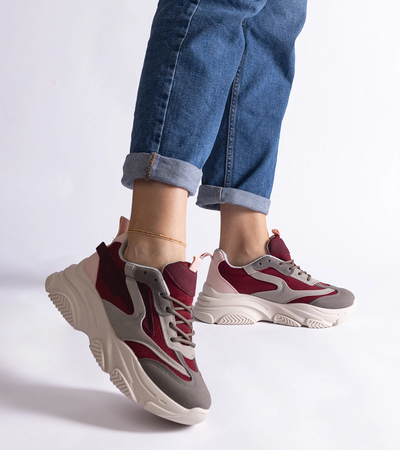 Bordovo-sivé dámske tenisky Milenka