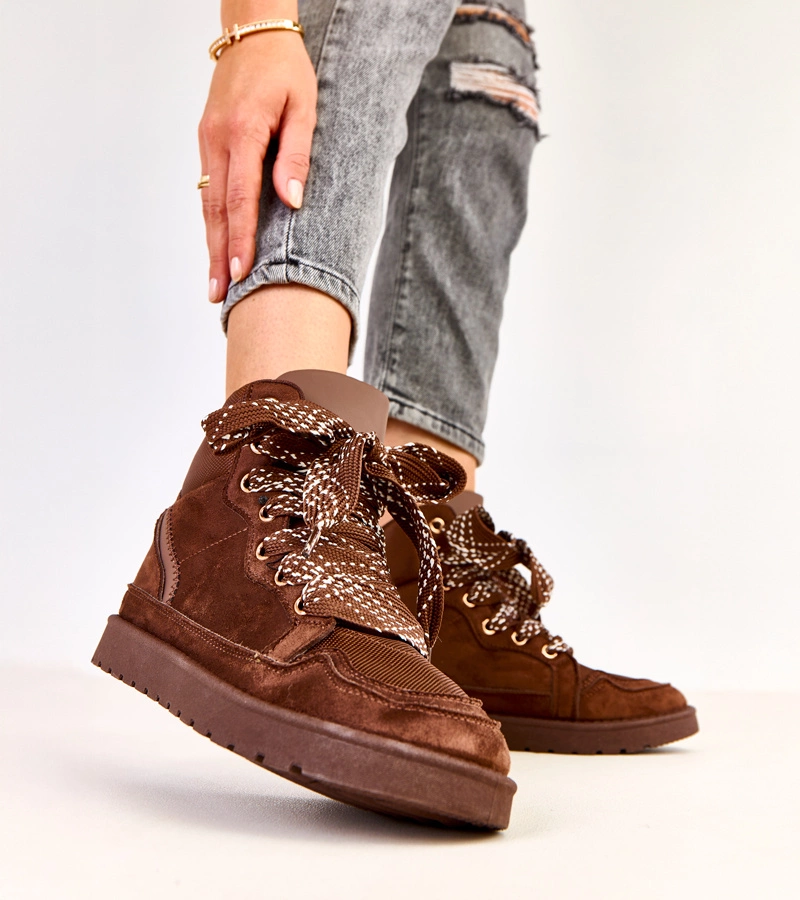 Hnedé vysoké tenisky s hrubými šnúrkami Klevis