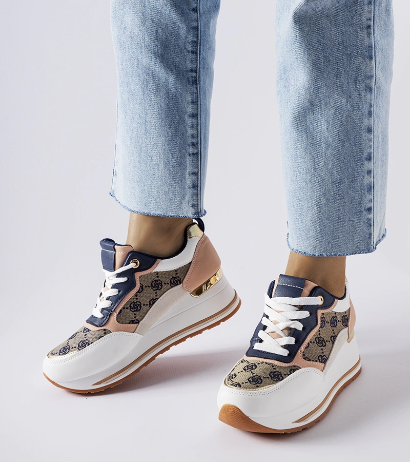 Bielo-ružové tenisky Rouxi na podpätkoch