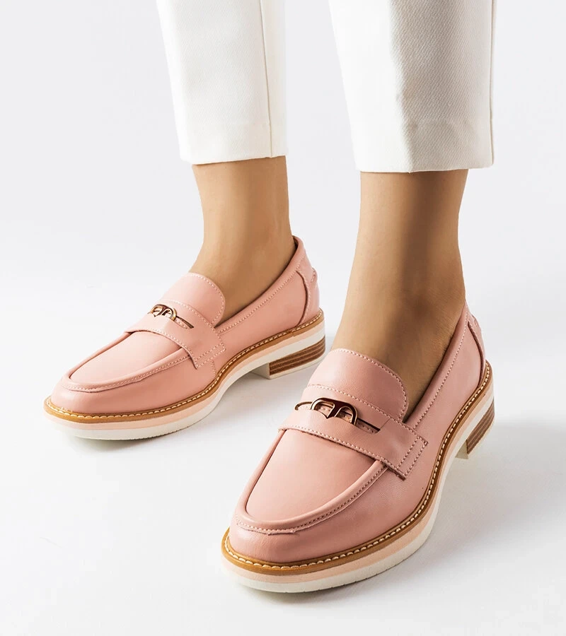 Ružové kožené dámske mokasíny Orlando