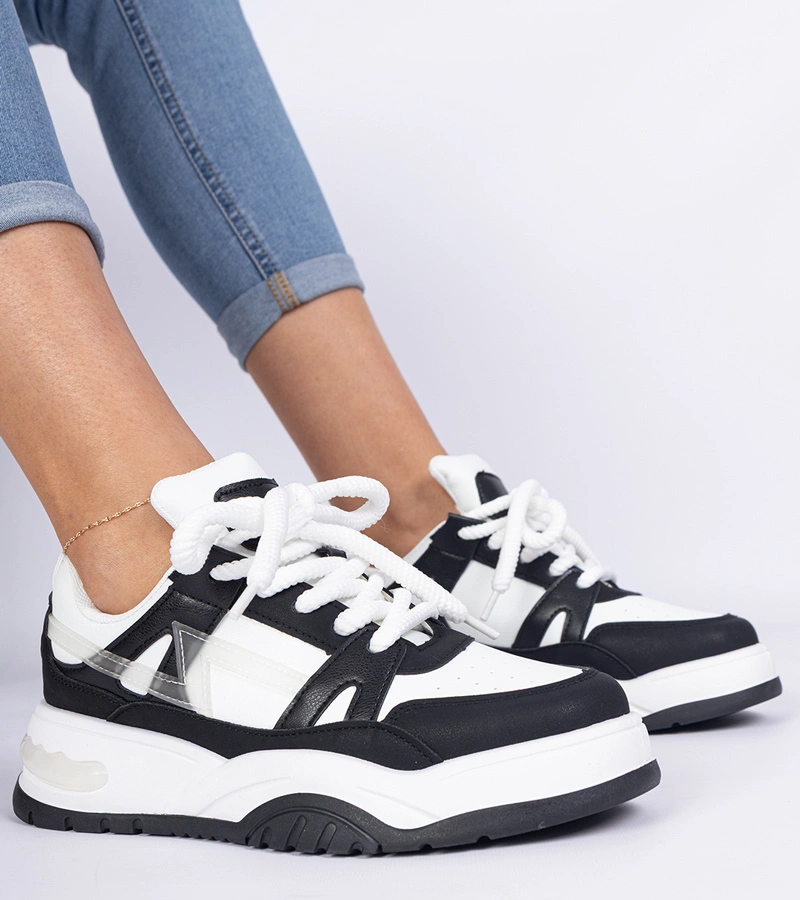 Čierno-biele tenisky s hrubými šnúrkami Luciana