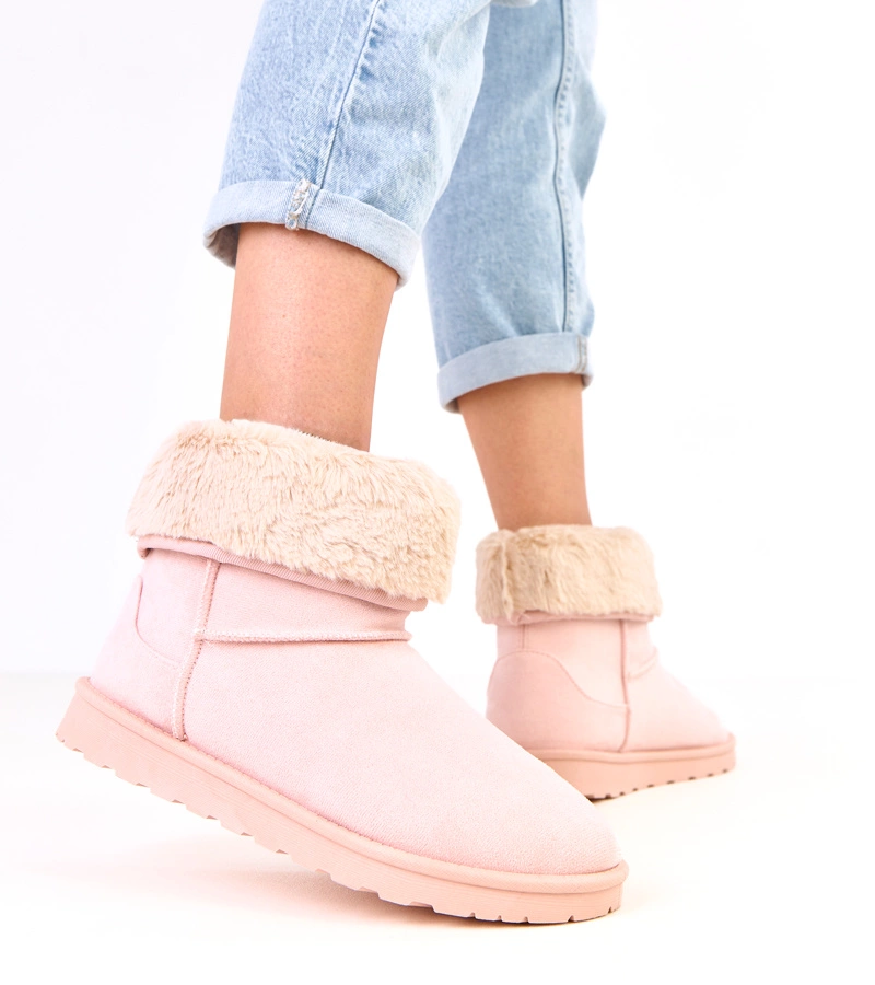 Ružové snehule s kožušinou na platforme Meggi