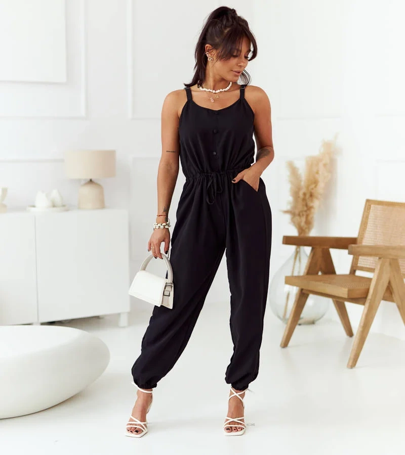 Čierny dámsky elegantný overal Isar