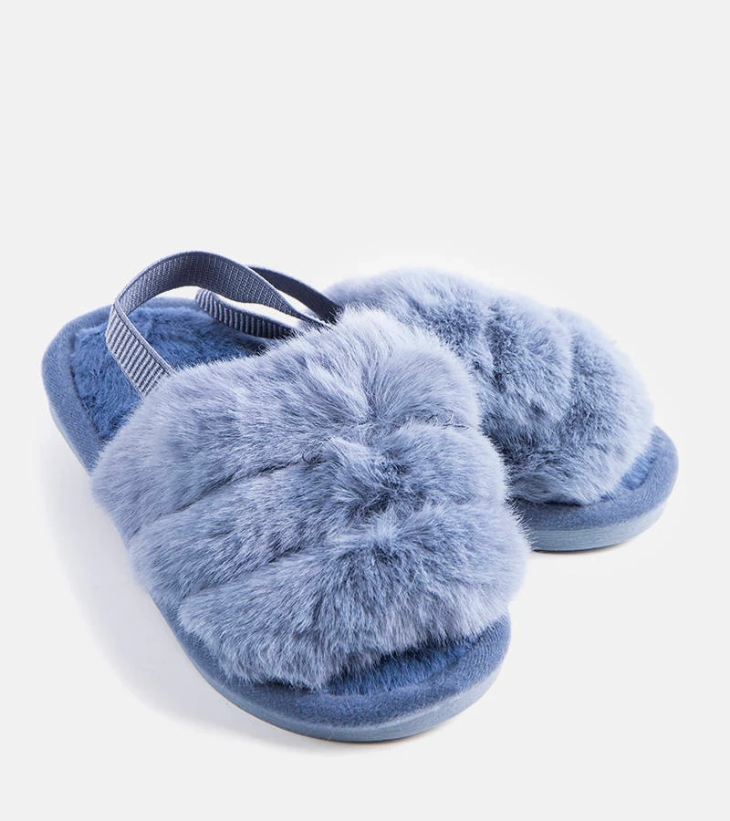 Modré papuče s gumovou podrážkou Leilany