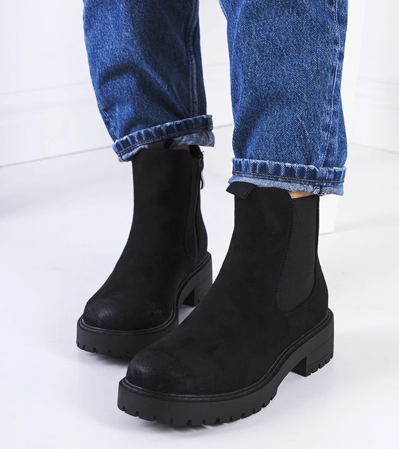 Čierna botki eko-semiš Ecrin