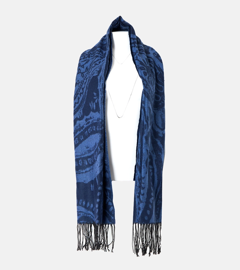 Čierno-modrý šál s kvetmi Colonie