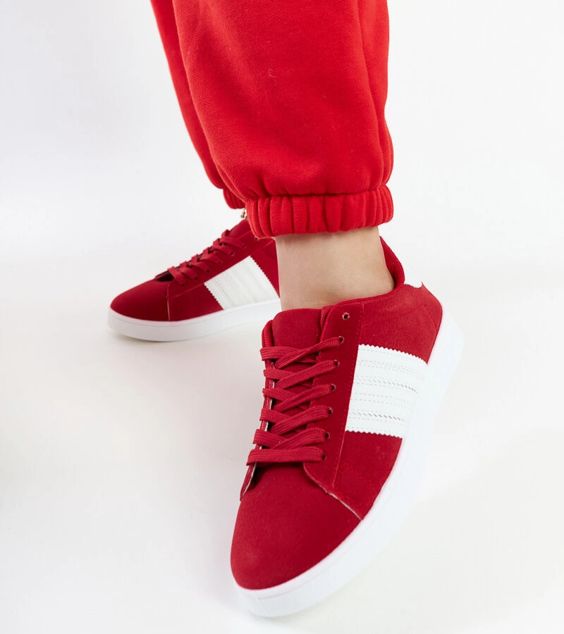 Červené semišové tenisky na platforme Serap