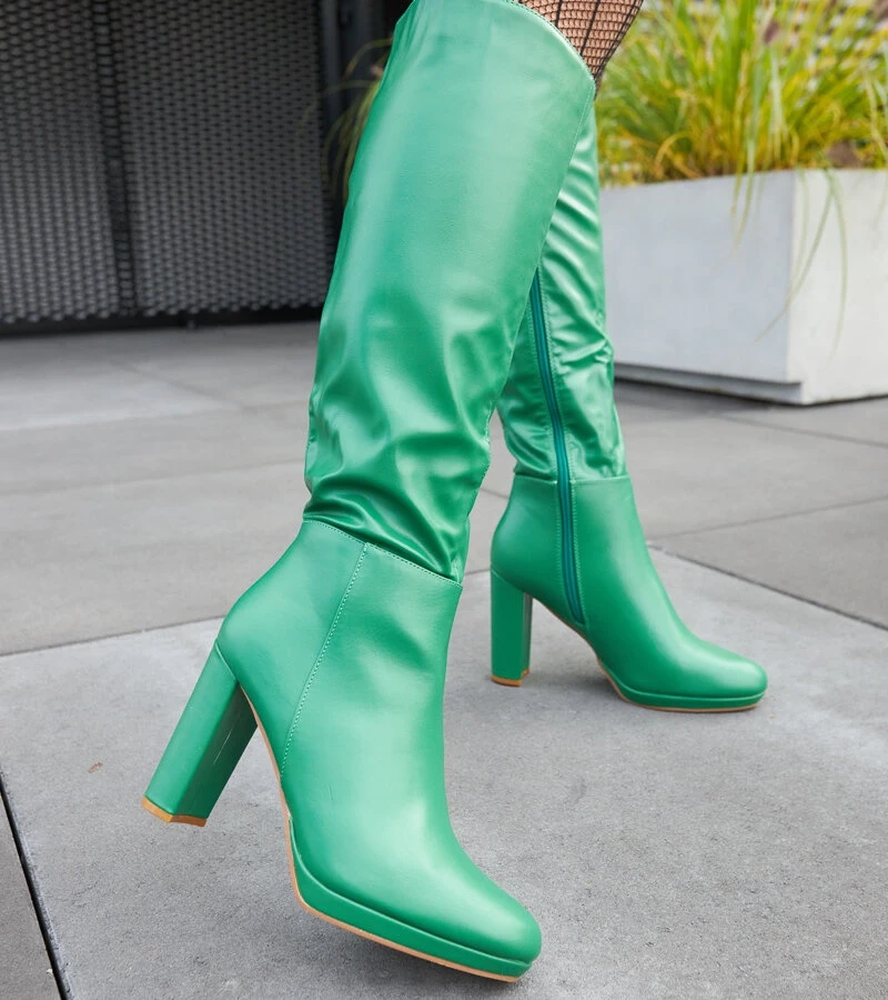 Zelené čižmy na podpätku Strother