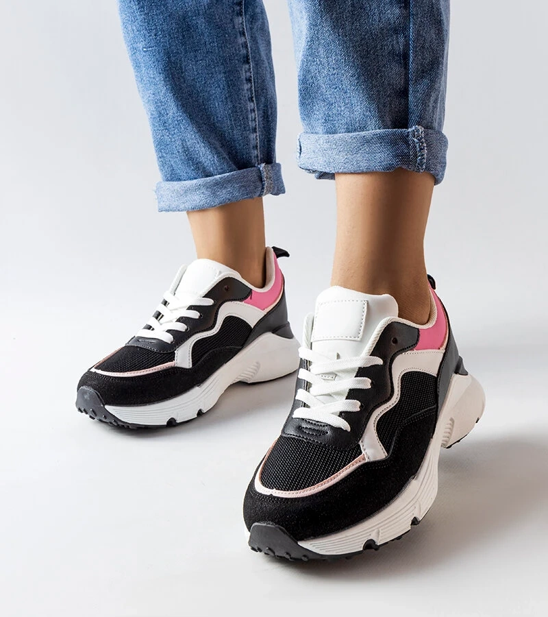 Čierno-ružové športové tenisky Fauren