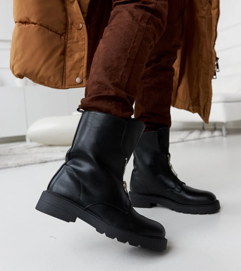 Čierne zateplené čižmy s zipom Oakdale